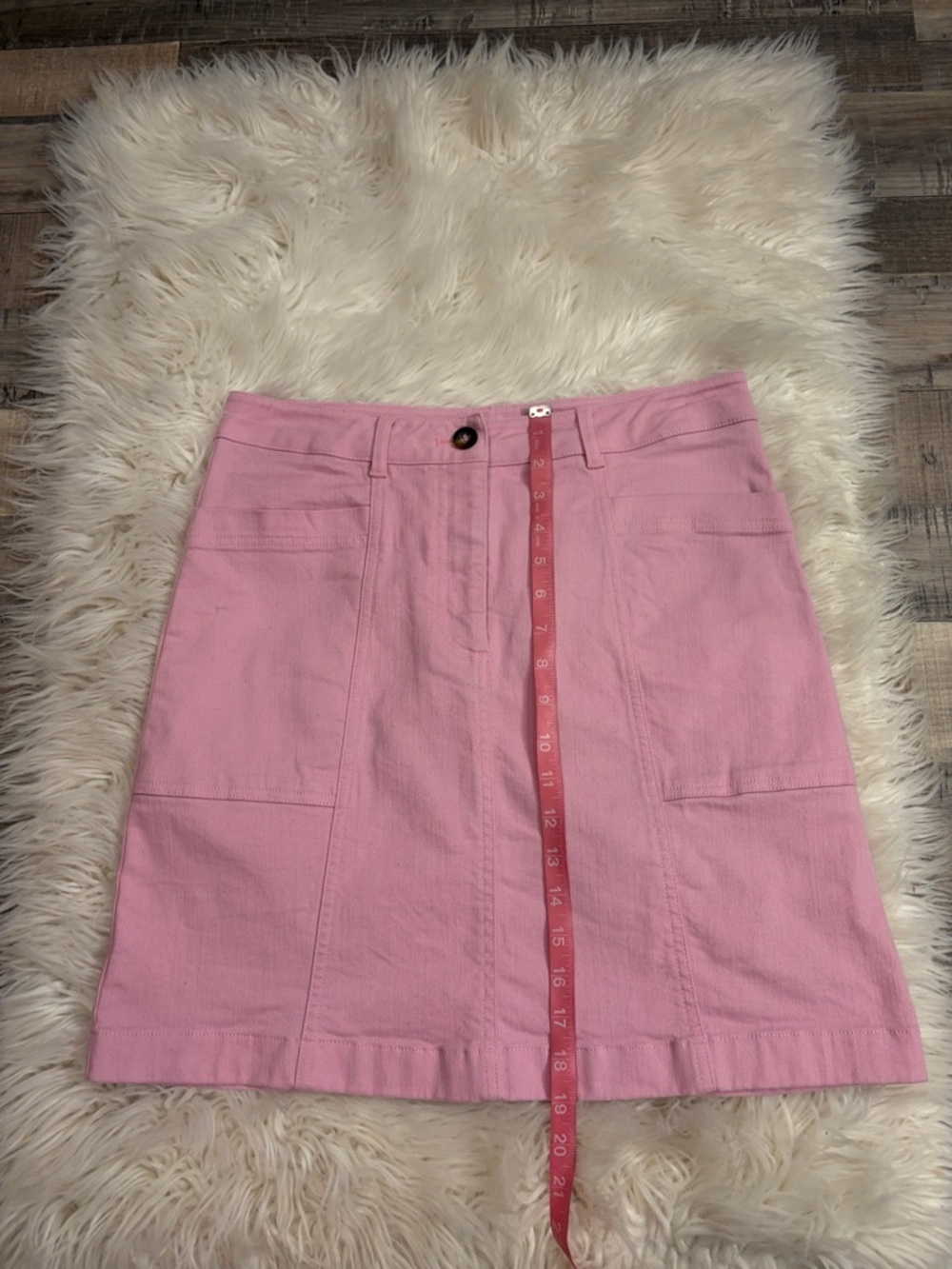 Boden Abingdon stretch cotton denim A-line mini skirt pink 8 - Picture 8 of 8
